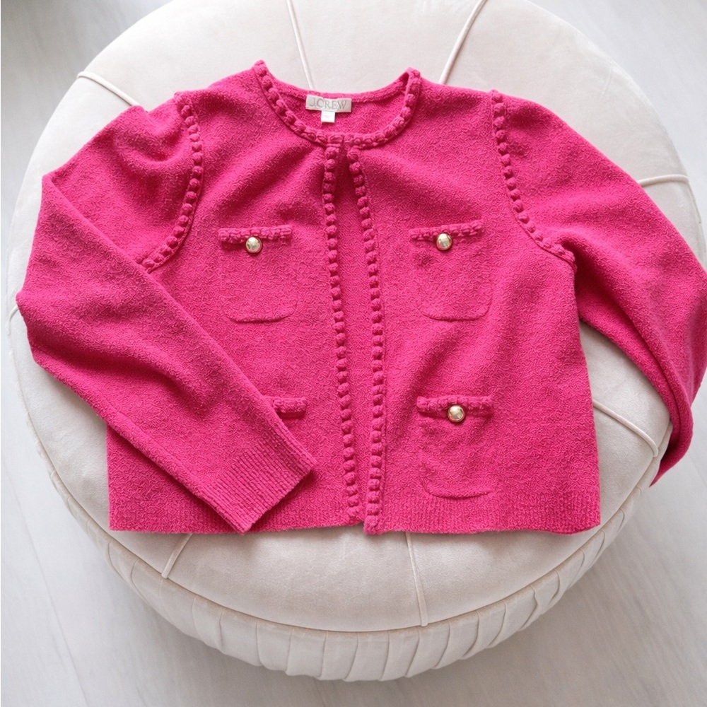 J. Crew Women's Pink Odette Sweater Lady Jacket Size Large